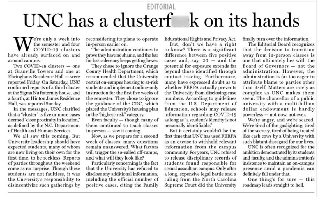 Screenshot_2020-08-18 COVID-19 cases at UNC are ‘cluster #$%,’ student newspaper says in scathing editorial